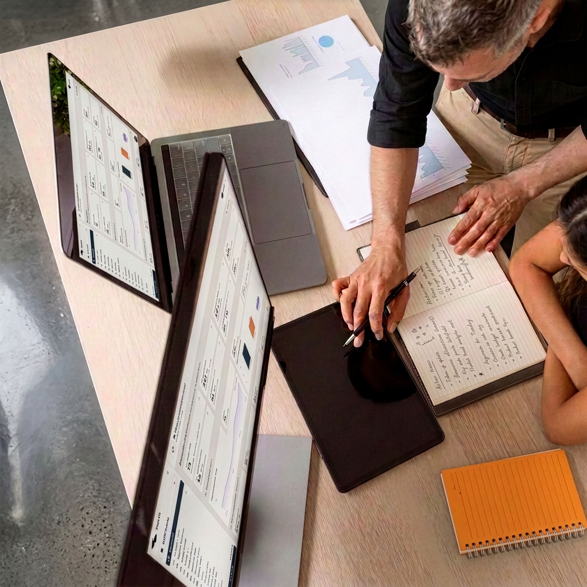 Overhead view of the Surface workspace