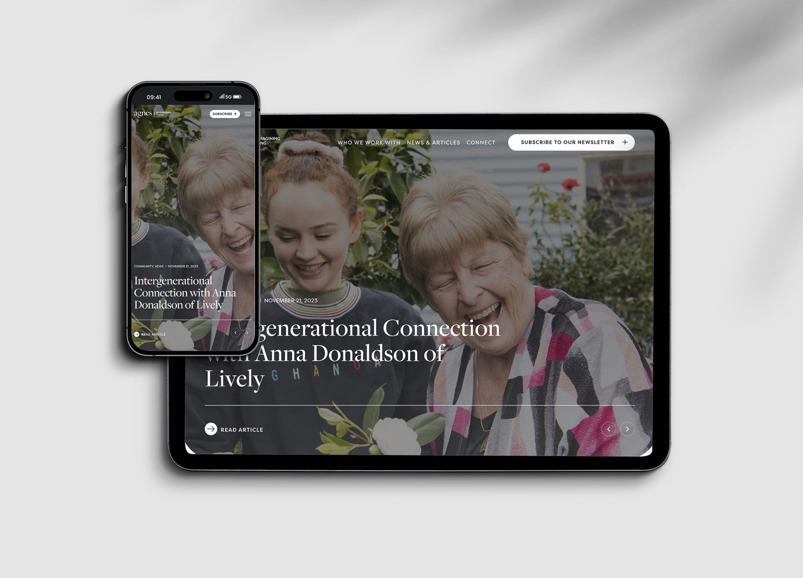 Agnes - Website for a community focused on reimagining ageing