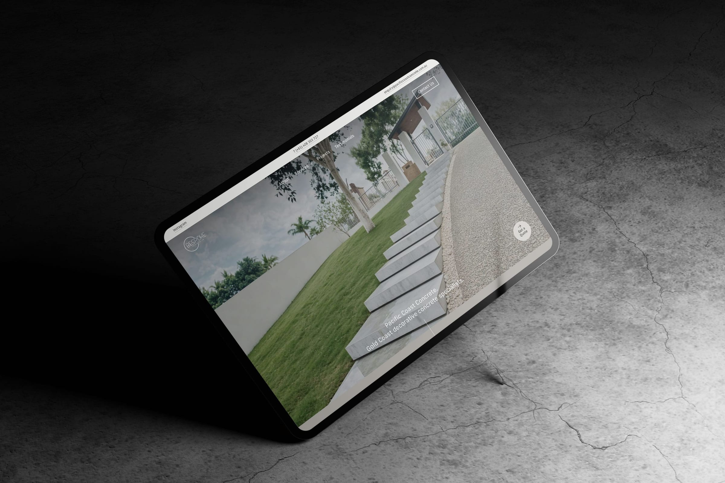 Bespoke Concrete Co - Website for a Queensland custom concrete design business