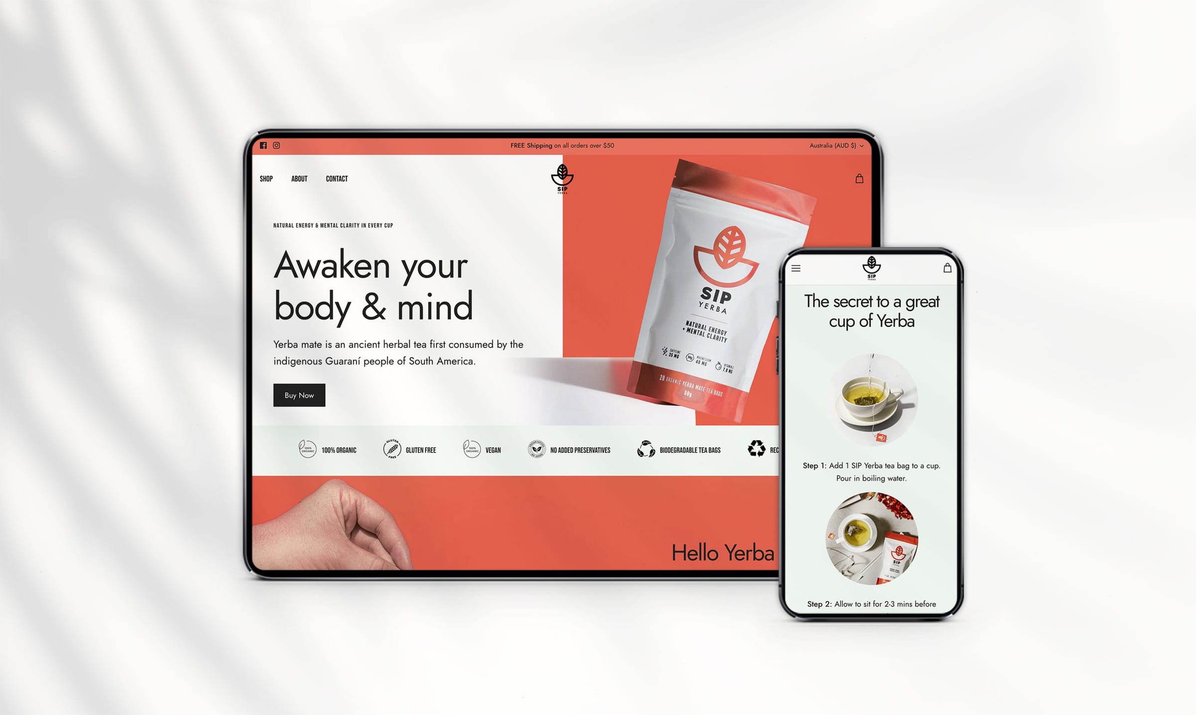 Sip Yerba design mock-up 1