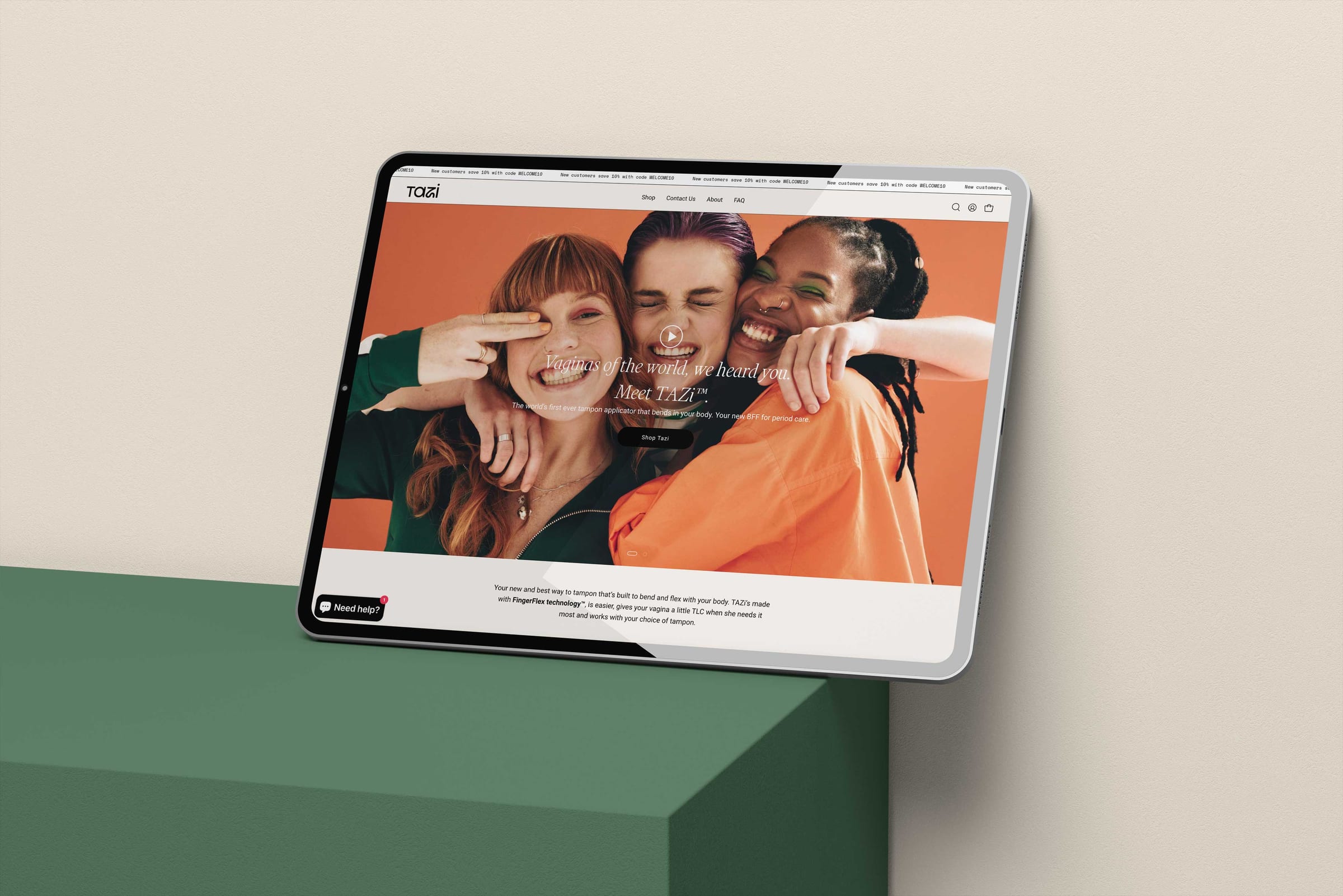 Tazi - Shopify store for a period-care brand